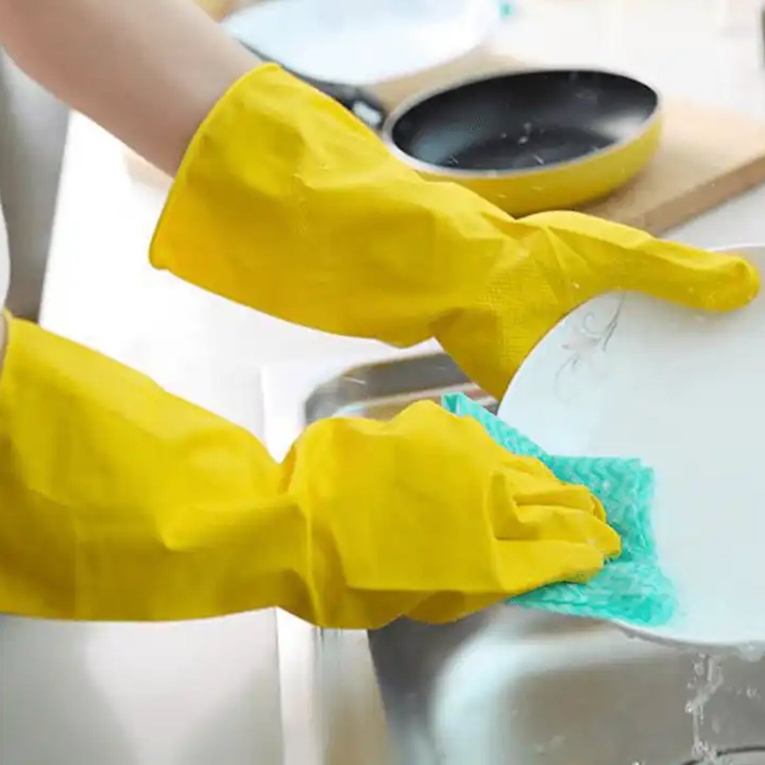 0681 Multipurpose High Grade Rubber Reusable Cleaning Gloves, Reusable Rubber Hand Gloves I Latex Safety Gloves I for Washing I Cleaning Kitchen I Gardening I Sanitation I Wet and Dry Use Gloves (1 Pair 98 Gm) 0681 Multipurpose High Grade Rubber Reusable Cleaning Gloves, Reusable Rubber Hand Gloves I Latex Safety Gloves I for Washing I Cleaning Kitchen I Gardening I Sanitation I Wet and Dry Use Gloves (1 Pair 98 Gm)